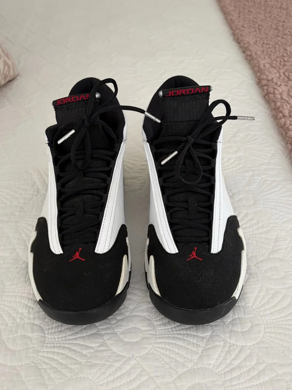 Jordan Men’s Black/White Athletic Shoes with Red Accents
